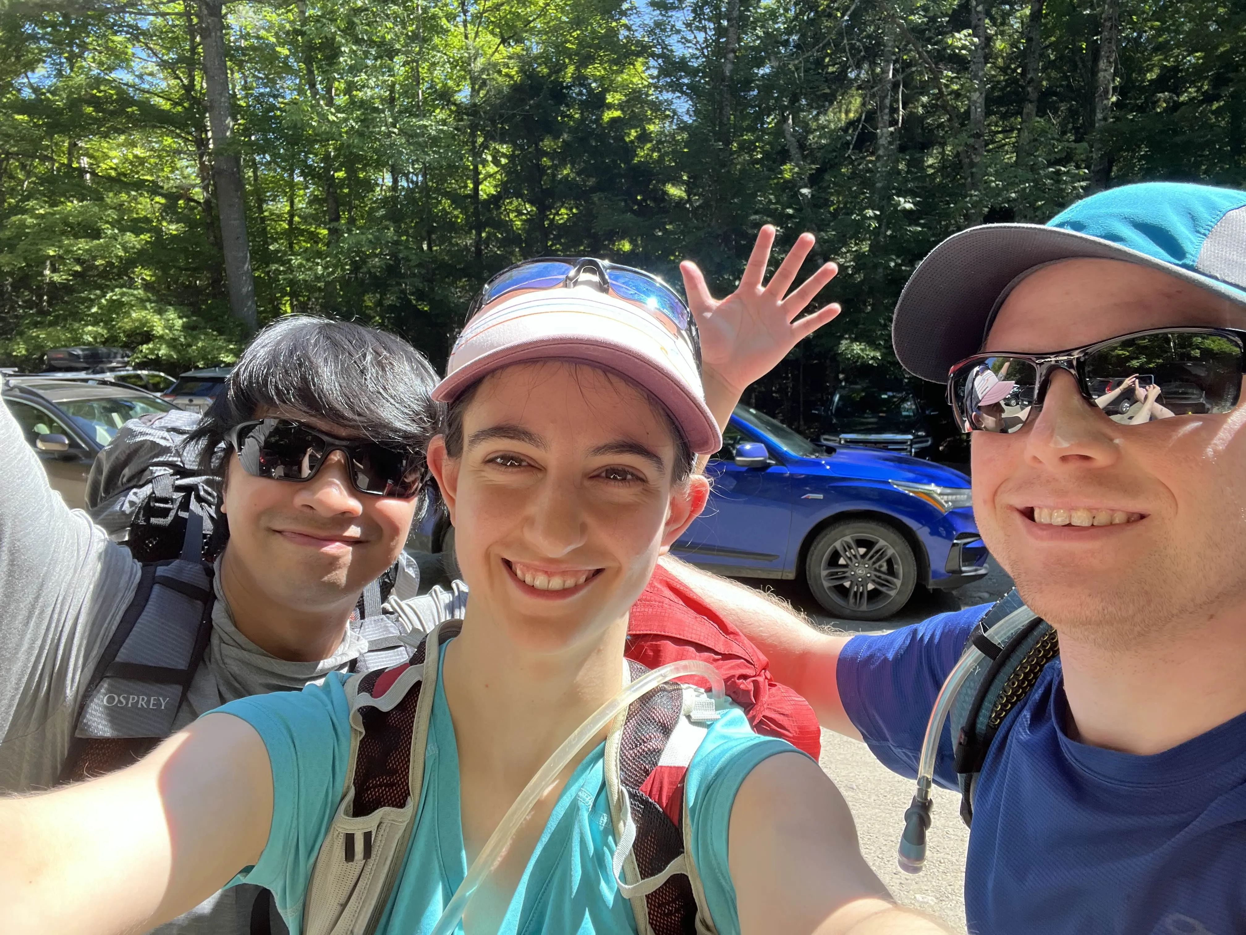 The three hikers at the trailhead