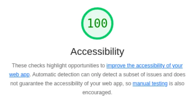 Lighthouse Accessibility Score 100%